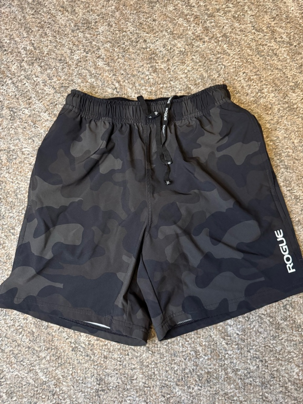 Rogue Black Workout Shorts with Branded Waist Tie